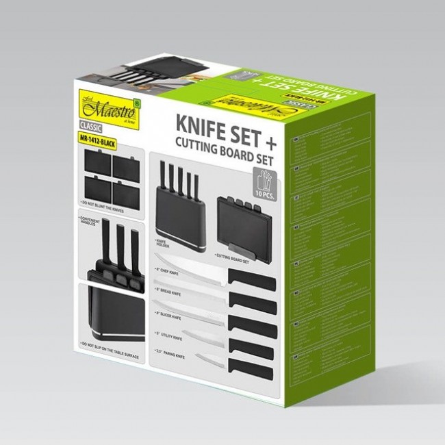 Maestro MR-1412-BLACK Knife set with block + Cutting board set Black Maestro MR-1412-BLACK Knife set with block + Cutting board set Black