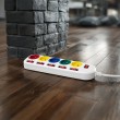 Maclean power strip, 5 socket extension cable, with switches, 250VAC/10A, 1.5m, MCE204 M/W Maclean power strip, 5 socket extension cable, with switches, 250VAC/10A, 1.5m, MCE204 M/W