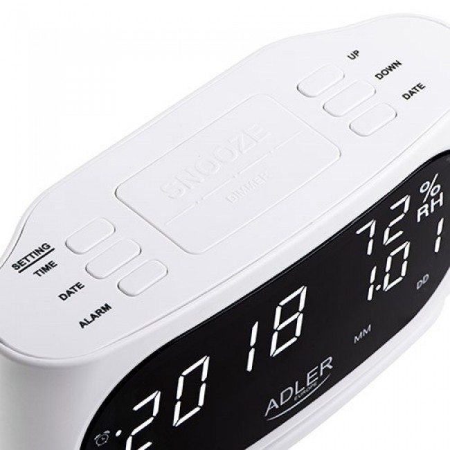 Adler AD 1186W alarm clock Digital alarm clock Black, White