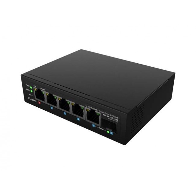 Lanberg ILFE-4P-1GE-1S-90 network switch Unmanaged Fast Ethernet (10/100) Power over Ethernet (PoE) 1U Black