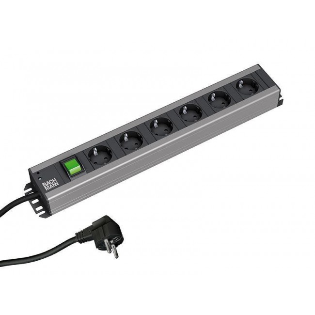 Bachmann 300.003 power extension 2 m 6 AC outlet(s) Indoor Black