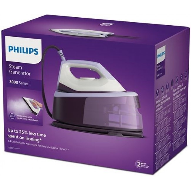 Philips 3000 series PSG3000/30 steam ironing station 2400 W 1.4 L Ceramic soleplate Purple, White Philips 3000 series PSG3000/30 steam ironing station 2400 W 1.4 L Ceramic soleplate Purple, White