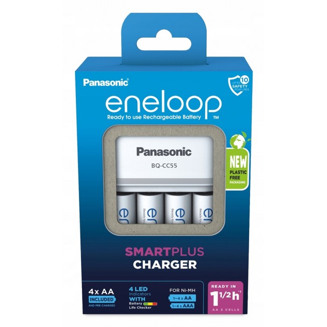 Battery charger PANASONIC Eneloop Smartplus BQ-CC55 + 4x AA 2000 mAh (K-KJ55MCD40E) Battery charger PANASONIC Eneloop Smartplus BQ-CC55 + 4x AA 2000 mAh (K-KJ55MCD40E)