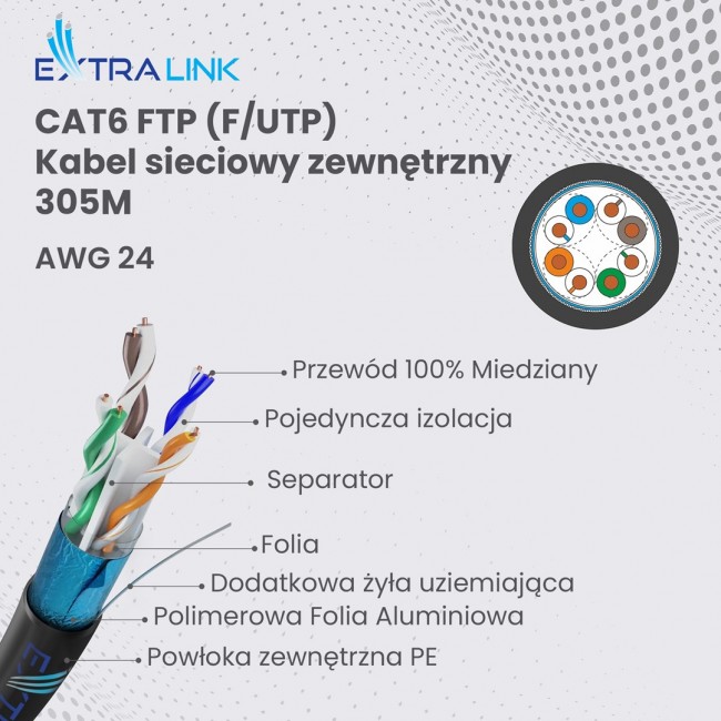Extralink Twisted pair CAT6 FTP (F/UTP) V2 Outdoor 305M