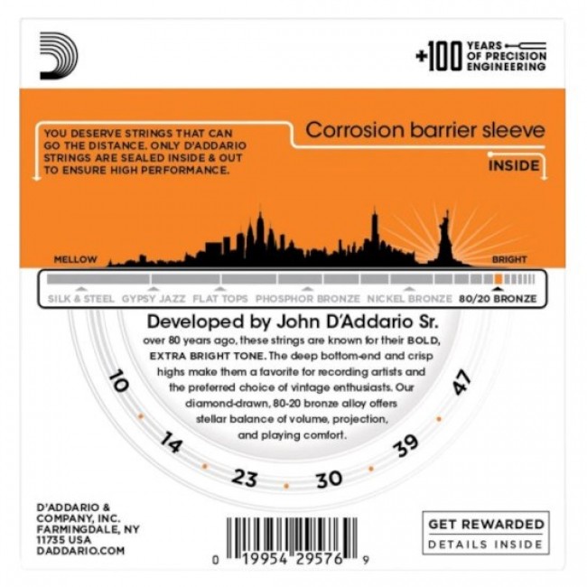 D'Addario EJ10 - acoustic guitar strings (10-47)