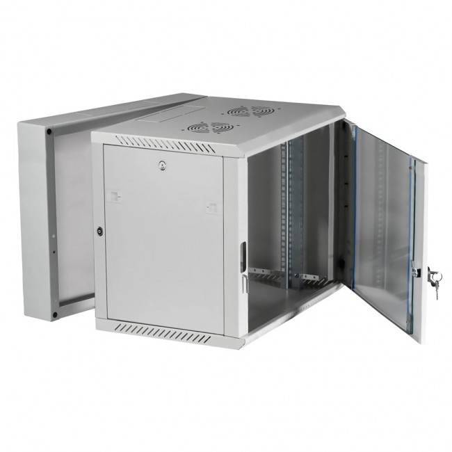 Extralink Rackmount cabinet 12U 600x600 AZH Gray wall mounted, swing type