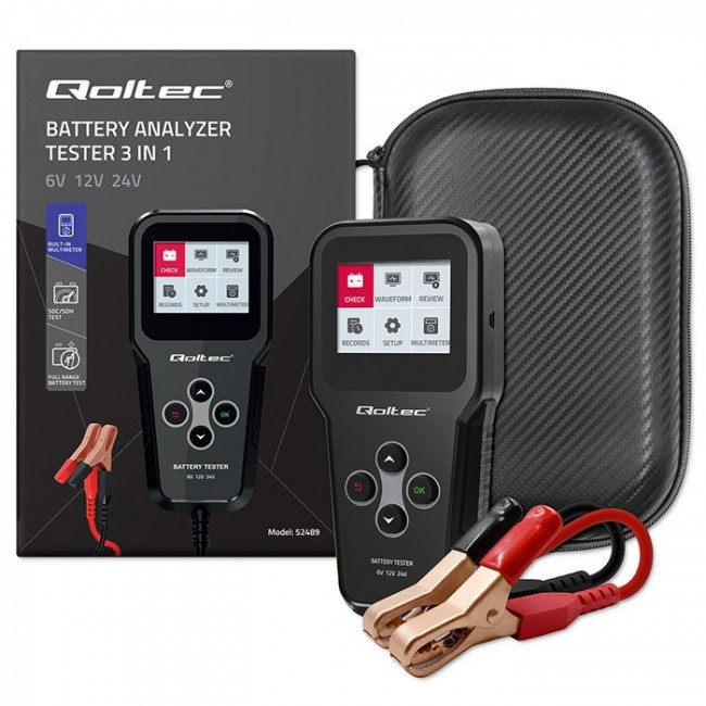 Qoltec Digital 3-in-1 Battery Tester with LCD | Polish Menu | 6V | 12V | 24V | 10Ah-200Ah Qoltec Digital 3-in-1 Battery Tester with LCD | Polish Menu | 6V | 12V | 24V | 10Ah-200Ah
