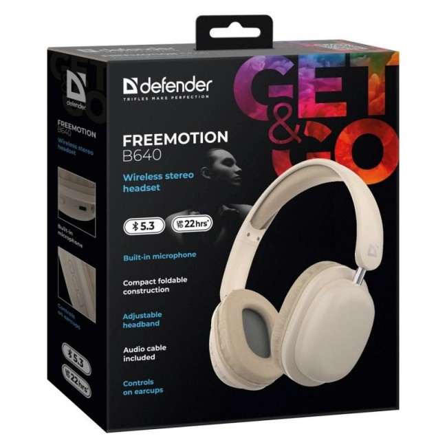 HEADPHONES DEFENDER BLUETOOTH FREEMOTION B640 BEIGE