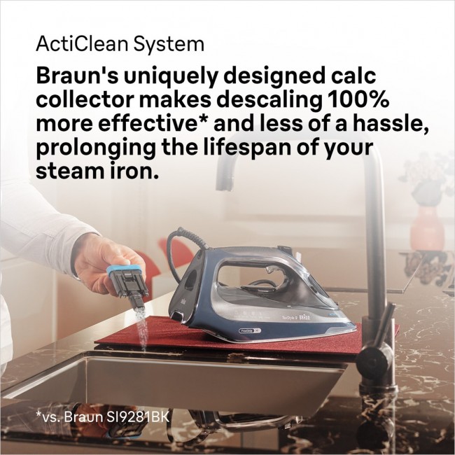 Braun TexStyle 9 0127409002 iron Steam iron EloxalPlus soleplate 3200 W Dark Blue