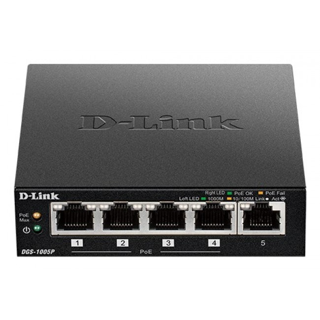 D-Link DGS-1005P/E network switch Unmanaged Gigabit Ethernet (10/100/1000) Power over Ethernet (PoE) Black