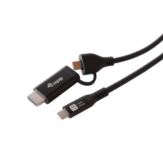 Equip 2 in 1 USB-C to C + HDMI Cable, 3.0m, PD100W, 4K/60Hz, 20Gbps