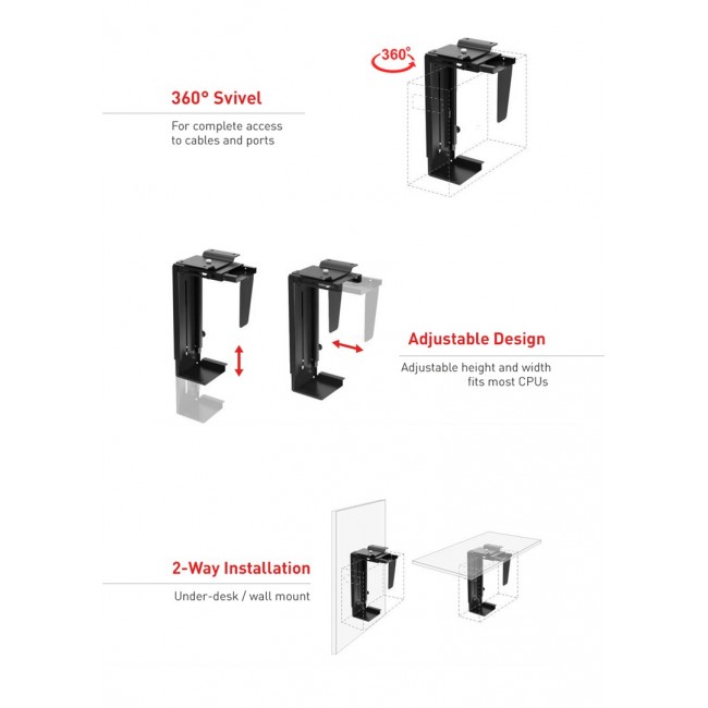 The MC-713 PC Holder Computer Under Desk Table Bracket Support Storage The MC-713 PC Holder Computer Under Desk Table Bracket Support Storage