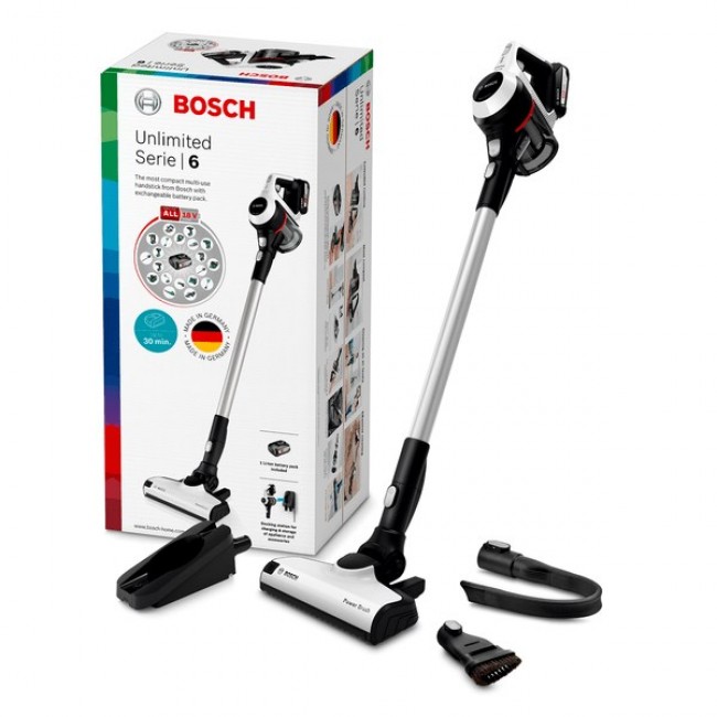 Bosch Serie 6 BCS61113 stick vacuum/electric broom 2-in-1 stick vacuum Battery Dry Bagless White Bosch Serie 6 BCS61113 stick vacuum/electric broom 2-in-1 stick vacuum Battery Dry Bagless White