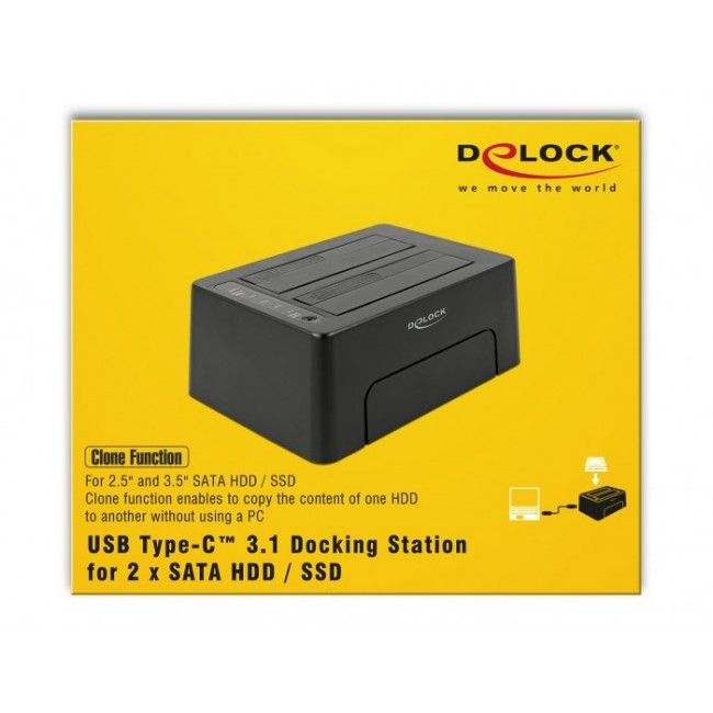 DeLOCK 63957 storage drive docking station USB 3.2 Gen 2 (3.1 Gen 2) Type-C Black DeLOCK 63957 storage drive docking station USB 3.2 Gen 2 (3.1 Gen 2) Type-C Black