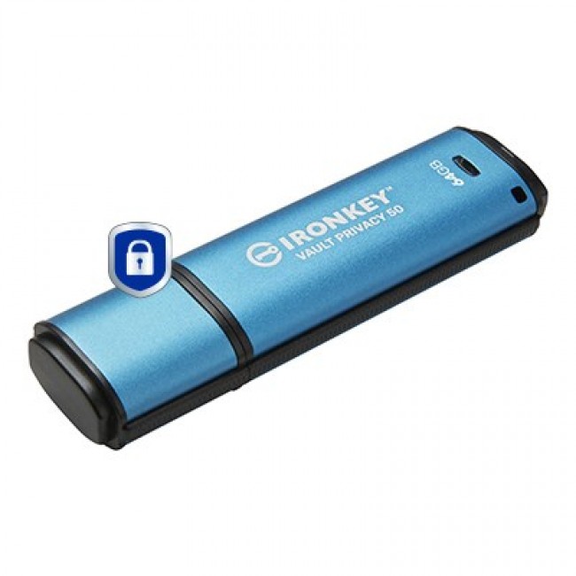 Kingston Technology IronKey 64GB Vault Privacy 50 AES-256 Encrypted, FIPS 197