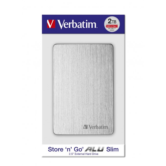 Verbatim Store 'n' Go ALU Slim Portable Hard Drive 1TB Silver