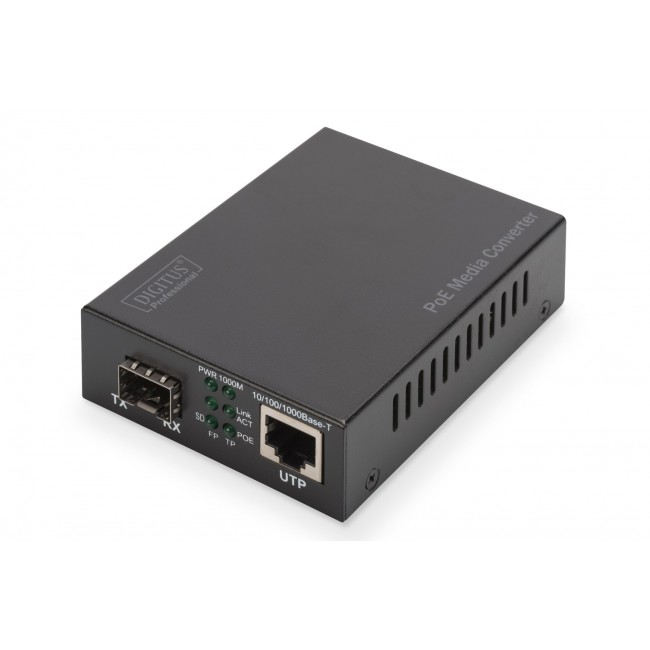 Digitus Gigabit PoE media converter, RJ45 / SFP, PSE