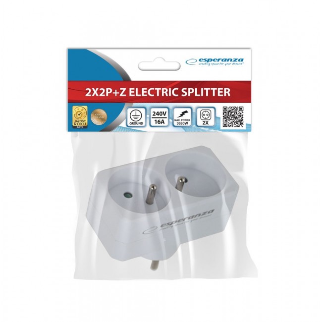 Esperanza ELK305W Electrical Splitter 2 Sockets White Esperanza ELK305W Electrical Splitter 2 Sockets White