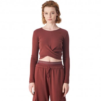 Champion Crewneck Croptop Women's T-Shirt Brown 117435 MS524 M