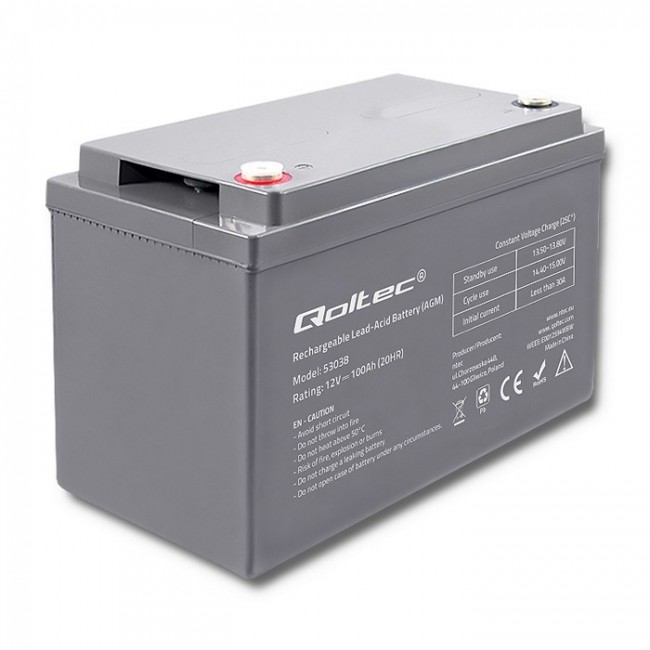 Qoltec - UPS-batteri - Blysyre - 100 A Qoltec - UPS-batteri - Blysyre - 100 A