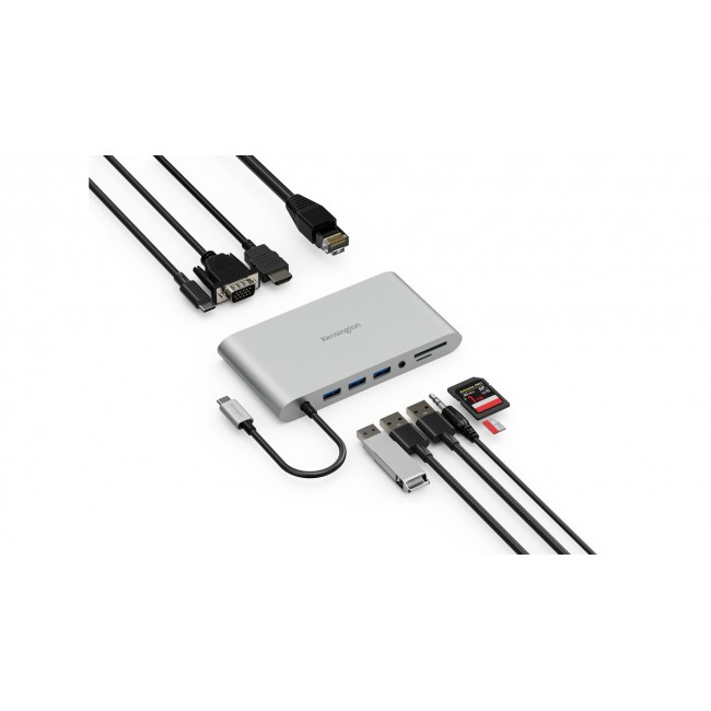 Kensington UH1440P USB-C 5Gbps Dual Video Driverless Mobile Dock 85W Pass-Through Power DP/HDMI/VGA