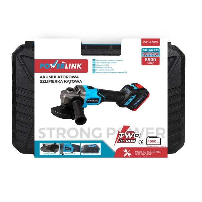 Extralink POWERLINK AKUMULATOROWA SZLIFIERKA K?TOWA AG803 Z R?CZKA 8500RPM 2X4AH PWL-AG803