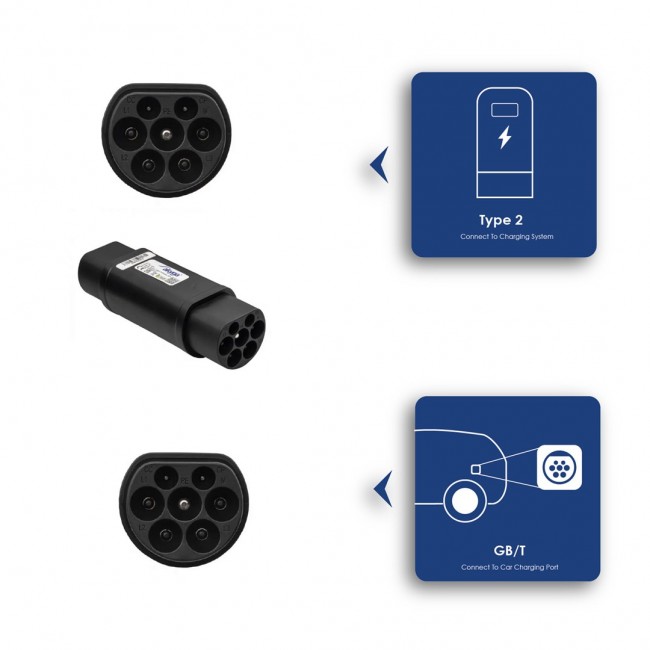 Akyga AK-SC-E21 Ladekabel-Adapter [1x Typ 2 (IEC 62196-2) Stecker - 1x GB/T (20234.2-2015) Stecker] Type 2 3 0 m
