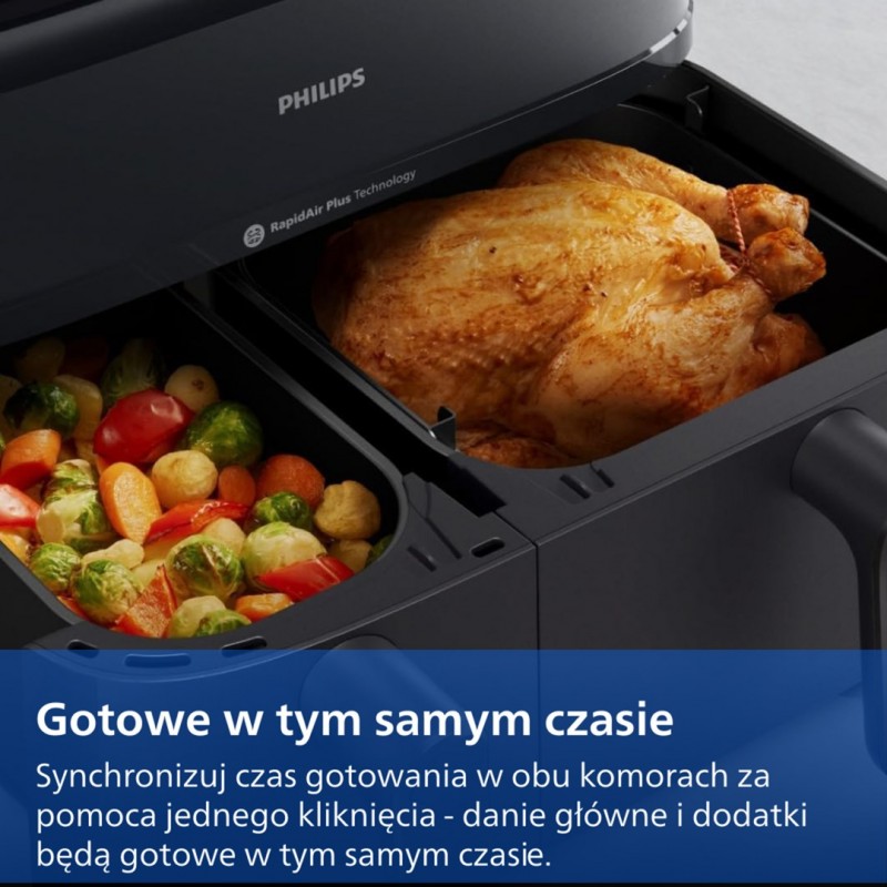 Philips 5000 series NA552/00 fryer Double 9 L Stand-alone 2750 W Hot air fryer Black, Gold