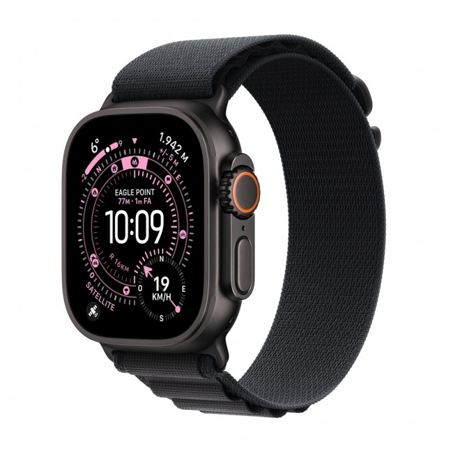 Apple Watch Ultra 3 GPS + Cellular 49mm Black Titanium Case with Black Alpine Loop - Large