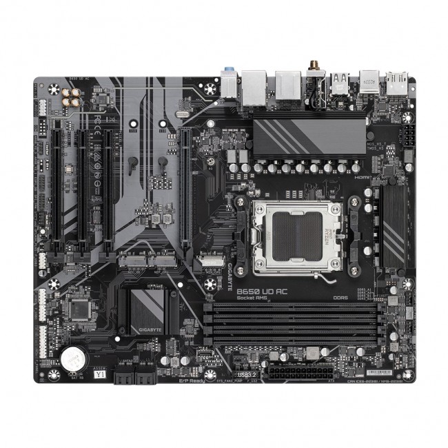 GIGABYTE B650 UD AC Motherboard - AMD Ryzen 9000 Series CPUs, 6+2+2 Phases VRM, up to 8000MHz DDR5 (OC), 1xPCIe 5.0 + 2xPCIe 4.0 M.2, GbE LAN, WIFI 5, USB 3.2 Gen 2 GIGABYTE B650 UD AC Motherboard - AMD Ryzen 9000 Series CPUs, 6+2+2 Phases VRM, up to 8000MHz DDR5 (OC), 1xPCIe 5.0 + 2xPCIe 4.0 M.2, GbE LAN, WIFI 5, USB 3.2 Gen 2