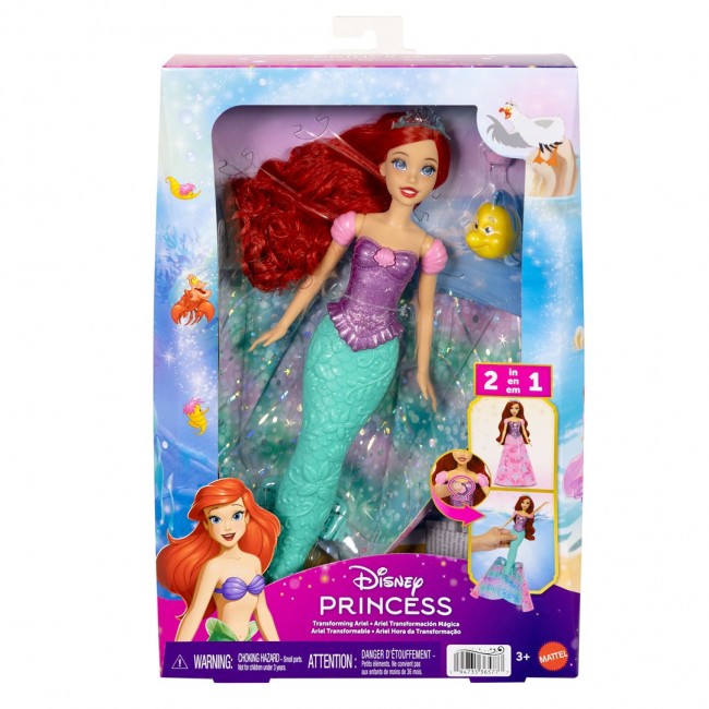 Disney Princess Ariel Human to Mermaid Transforming Fashion Doll with Flounder & 2 Accessories