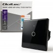 Qoltec 52711 Smart Touch 1-Gang Light Switch | Wi-Fi | Timer | Tuya | Smart Life | Tempered Glass | Black