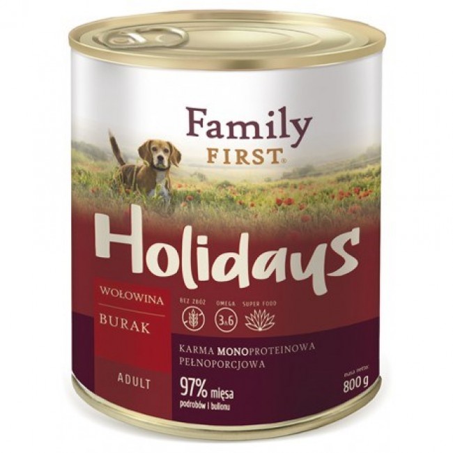 FAMILY FIRST Holidays Adult Beef with beets - Wet dog food - 800 g