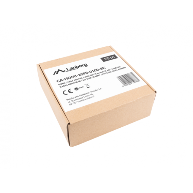 LANBERG HDMI CABLE M/M V2.0 10M OPTICAL AOC BLACK CA-HDMI-20FB-0100-BK LANBERG HDMI CABLE M/M V2.0 10M OPTICAL AOC BLACK CA-HDMI-20FB-0100-BK