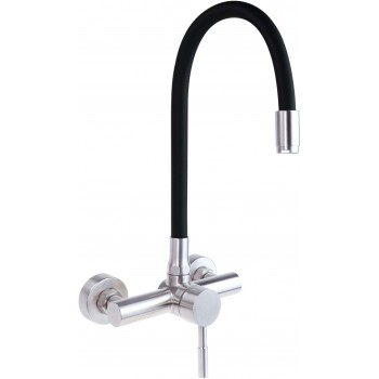 Wall-mounted kitchen faucet with bent spout