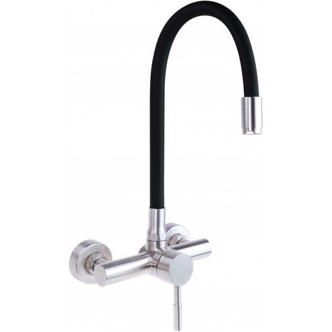 Wall-mounted kitchen faucet with bent spout