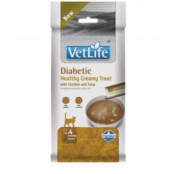 FARMINA Vet Life Cat Diabetic Creamy treat with Chicken & Tuna box cat treat 4x15g