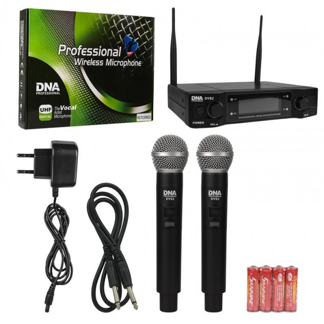 DNA Professional DVS2 - wireless microphone, 2 handheld transmitters + base unit (560 590 MHz)