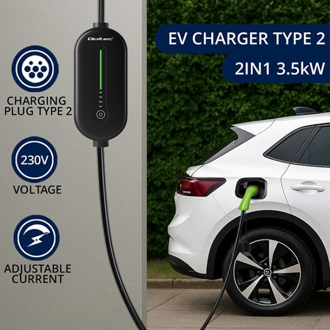 Mobile charger for EV cars, Type2, 3.5kW, 5m Mobile charger for EV cars, Type2, 3.5kW, 5m