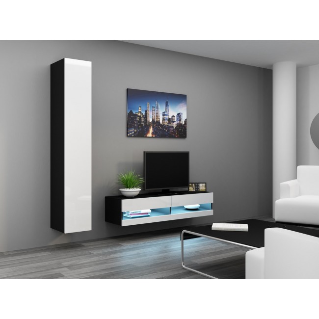 Cama TV stand VIGO NEW 30/140/40 black/white gloss