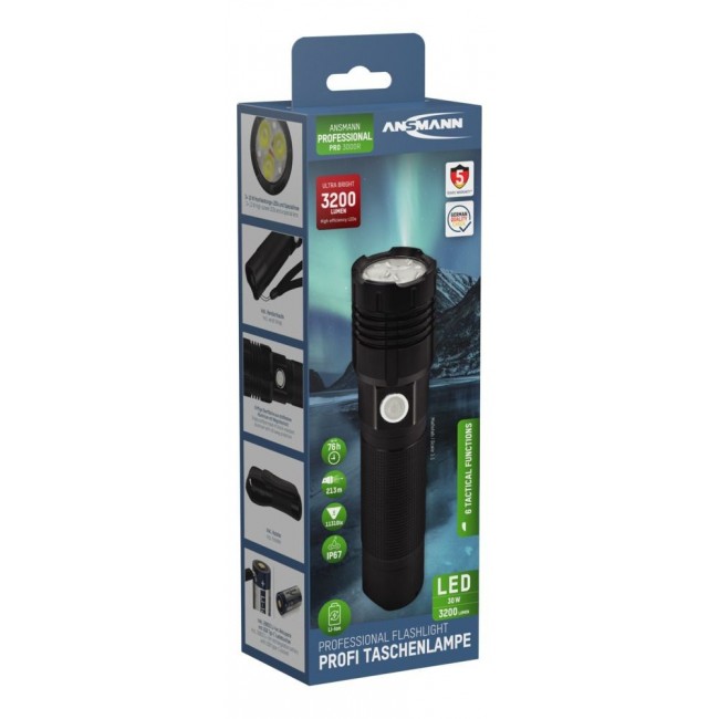 Ansmann Pro 3000R Black Hand flashlight LED Ansmann Pro 3000R Black Hand flashlight LED