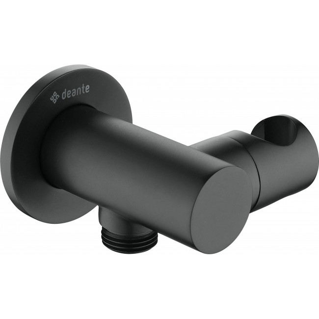 Round angled connector with handset holder Round angled connector with handset holder