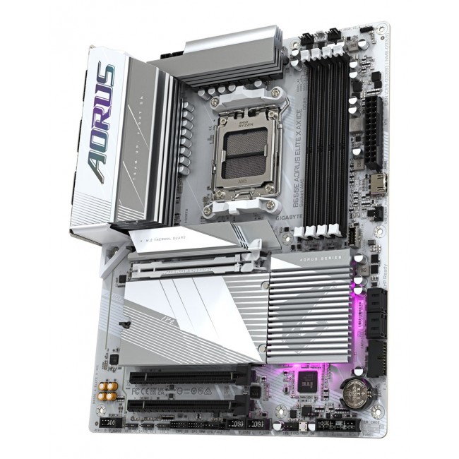 GIGABYTE B650E AORUS ELITE X AX ICE Motherboard - AMD Ryzen 9000 Series CPUs, 12+2+2 Phases VRM, up to 8000MHz DDR5 (OC), 1xPCIe 5.0 + 2xPCIe 4.0 M.2, 2.5GbE LAN, WIFI 6E, USB 3.2 Gen 2 GIGABYTE B650E AORUS ELITE X AX ICE Motherboard - AMD Ryzen 9000 Series CPUs, 12+2+2 Phases VRM, up to 8000MHz DDR5 (OC), 1xPCIe 5.0 + 2xPCIe 4.0 M.2, 2.5GbE LAN, WIFI 6E, USB 3.2 Gen 2