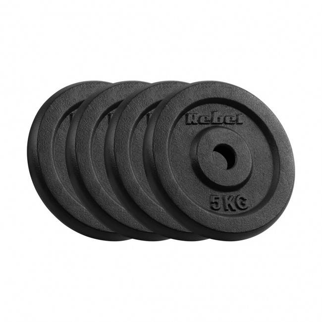 Cast iron weight set 4x5kg, bore 31mm, classic disc, REBEL ACTIVE