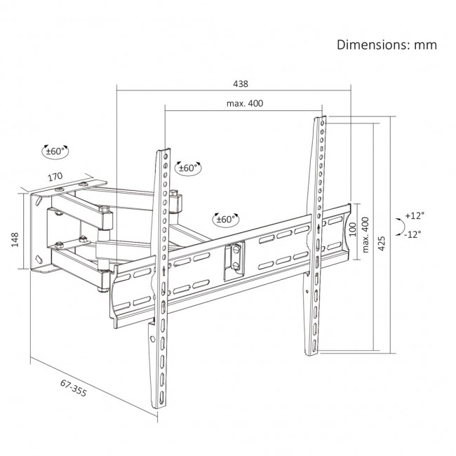 Maclean TV Mount / Bracket, max VESA 400x400, 32-70