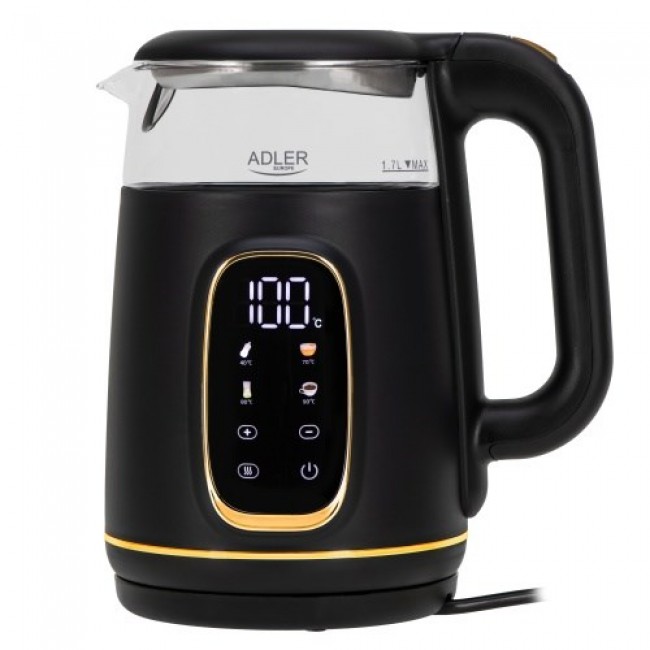 Adler D 1305 BG electric kettle 1.7 L 2200 W Black, Transparent, Gold Adler D 1305 BG electric kettle 1.7 L 2200 W Black, Transparent, Gold