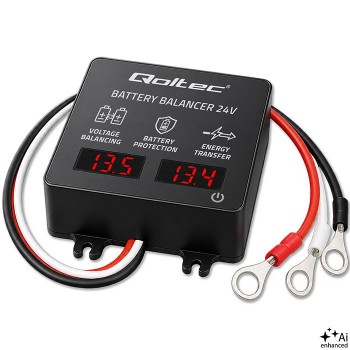 Qoltec Balanser napięcia 24V do akumulator w 2 x 12V | 5A | AGM GEL LiFePO4 | LED