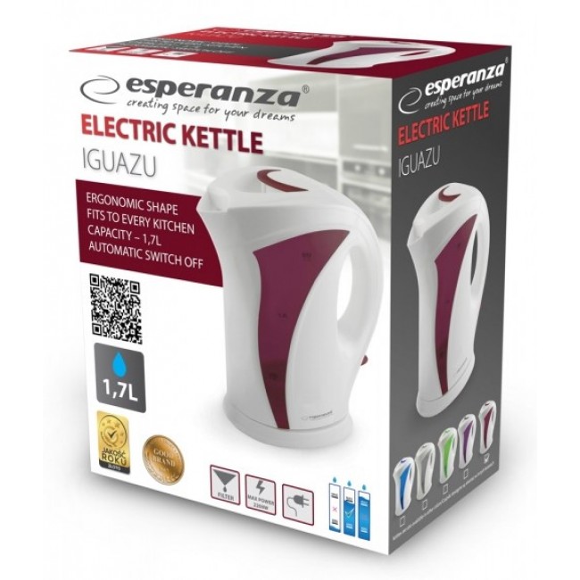 Esperanza EKK018R electric kettle 1.7 L 2200 W Red, White Esperanza EKK018R electric kettle 1.7 L 2200 W Red, White