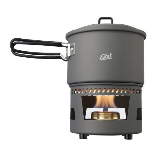ESBIT Cookset with alcohol burner Pot 1.5 L Aluminium, Black ESBIT Cookset with alcohol burner Pot 1.5 L Aluminium, Black