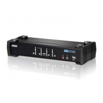 ATEN 4-Port USB DVI KVM Switch with Audio & USB 2.0 Hub (KVM Cables included)